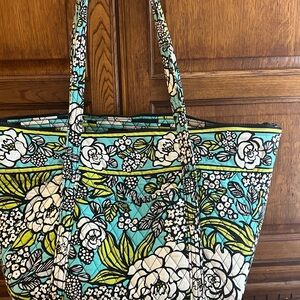 Floral Tote Bag - Blue and Green